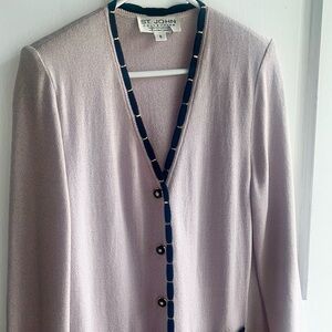 St. John Light Lilac Knit Jacket with Black Accents